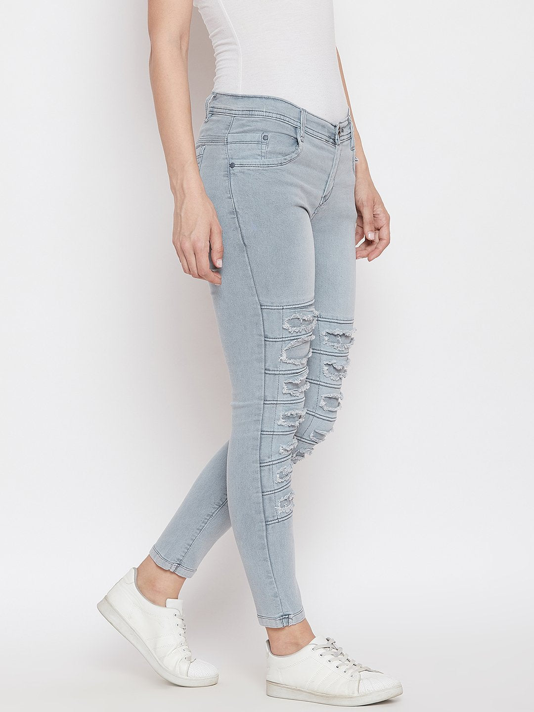 Distressed Stretchable Grey Jeans - NiftyJeans