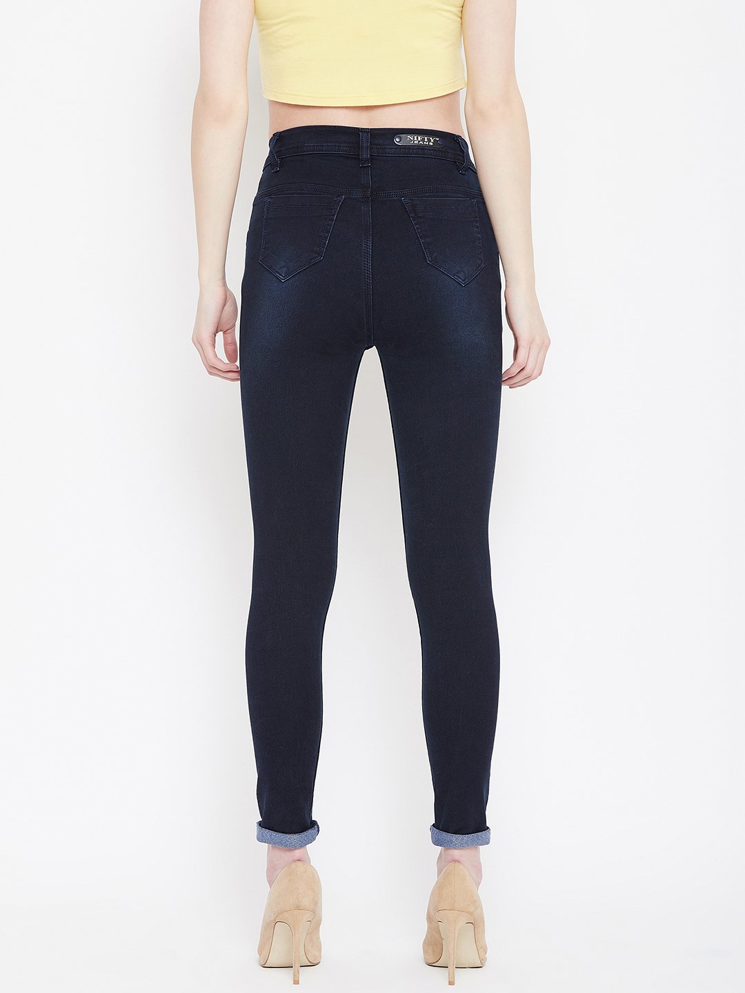 High Waist Stretchable Carbon Blue Jeans - NiftyJeans