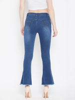 Load image into Gallery viewer, High Waist Boot Cut Bata Blue Jeans - NiftyJeans
