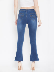 High Waist Boot Cut Bata Blue Jeans - NiftyJeans