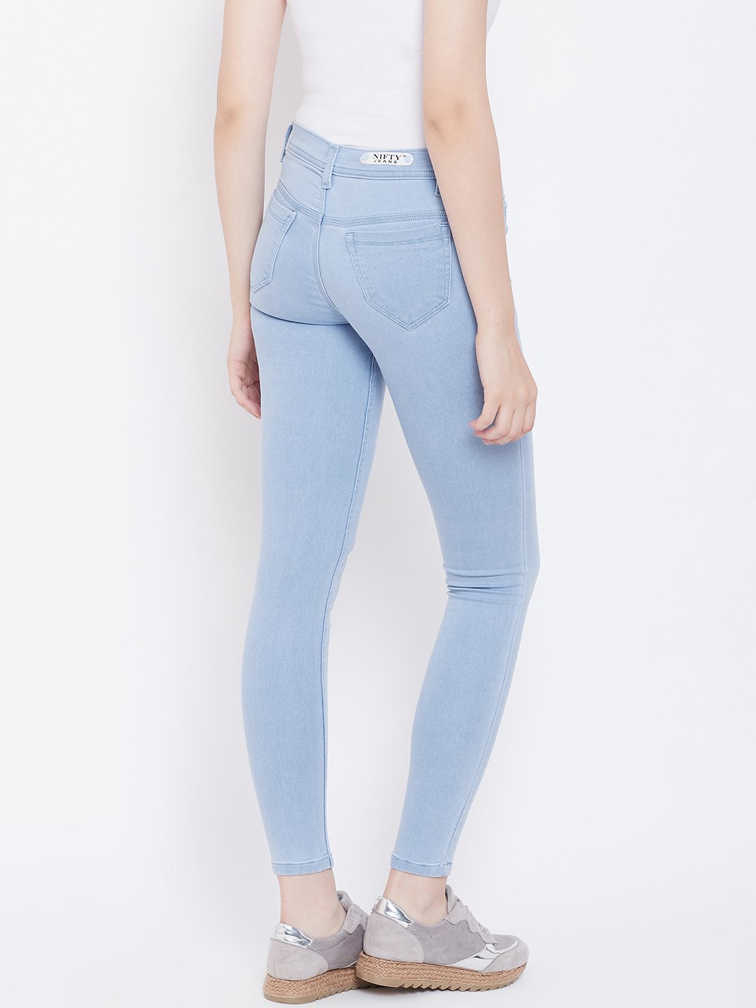 Slim Fit Stretchable Sky Blue Jeans - NiftyJeans