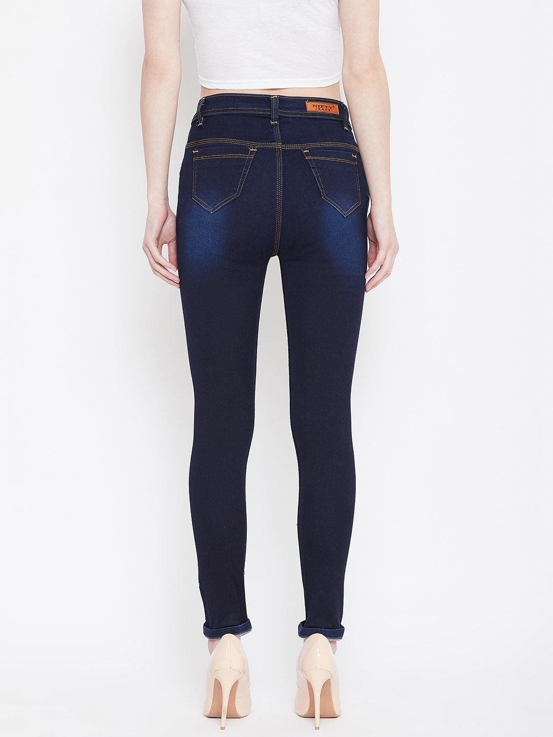 High Waist Stretchable Basic Blue Jeans - NiftyJeans