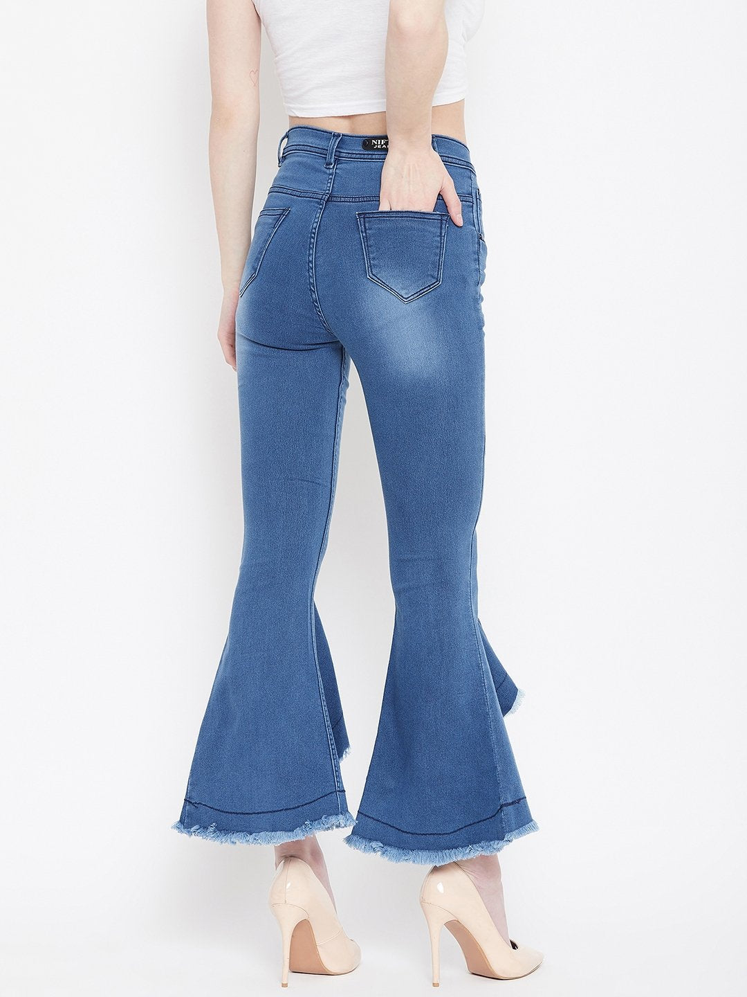 High Waist Flared Bata Blue Jeans - NiftyJeans