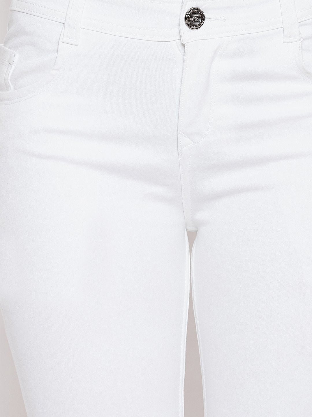 Slim Fit Stretchable White Jeans - NiftyJeans