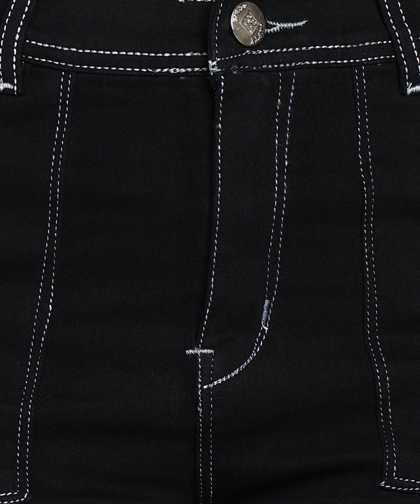 Straight Fit Stretchable Cargo Black Jeans - NiftyJeans