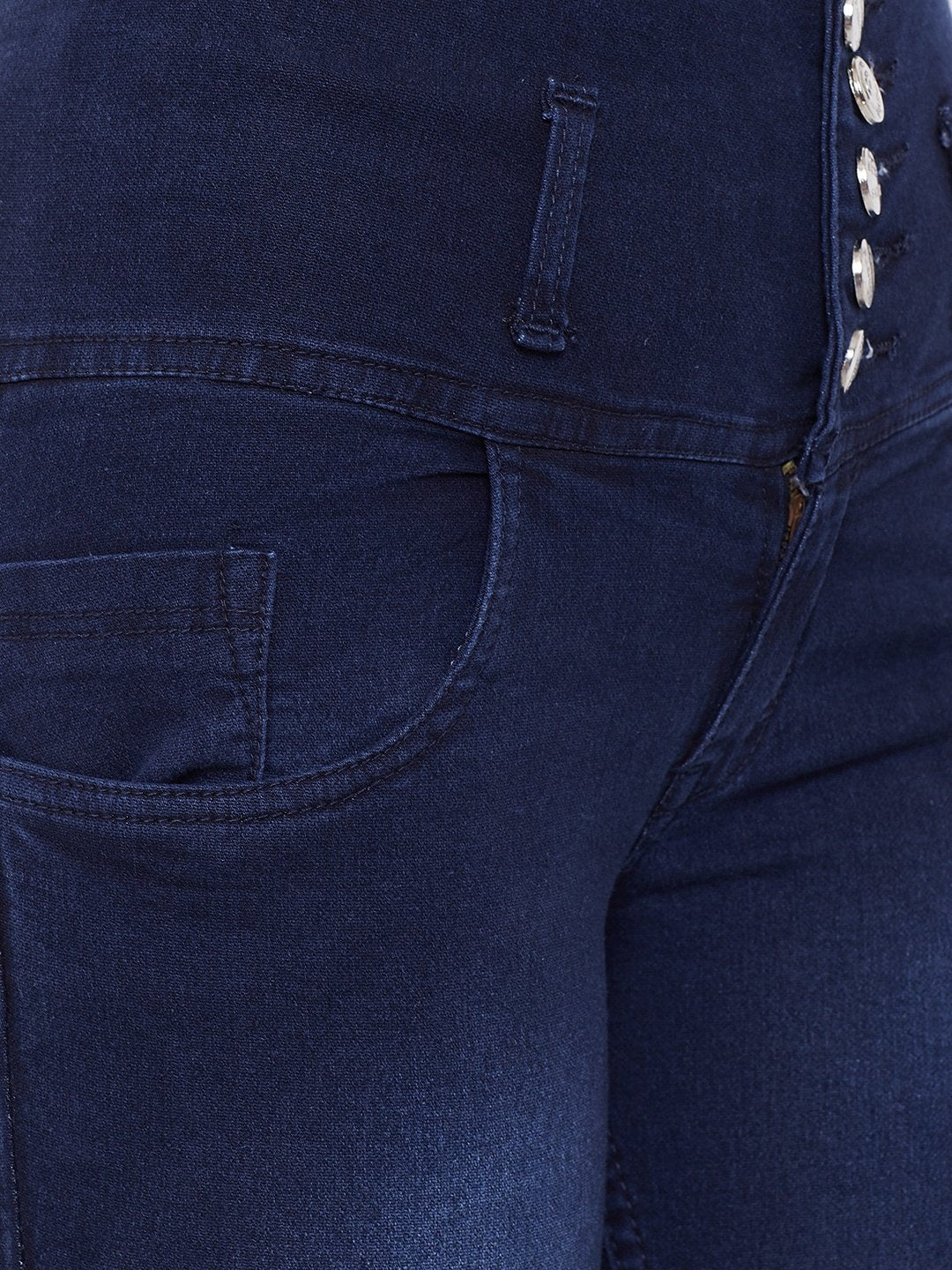 High Waist 5 button Blue Jeans - NiftyJeans