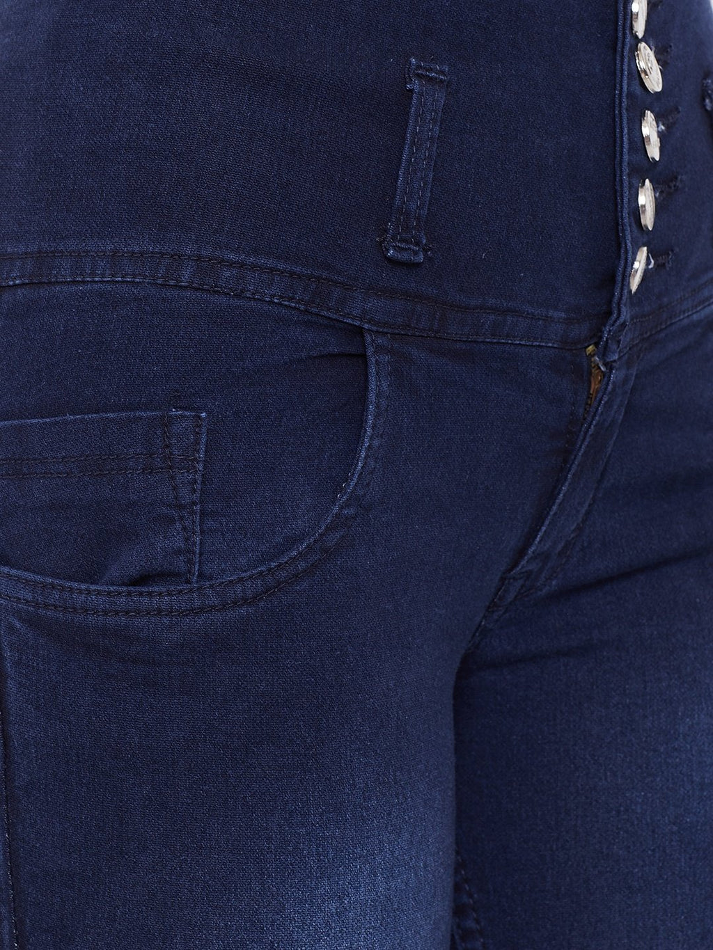 High Waist 5 button Blue Jeans - NiftyJeans