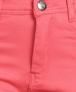 Load image into Gallery viewer, Red slim fit 5- pocket high rise jeans, clean look, zip fly with button closure, waistband with belt loops

