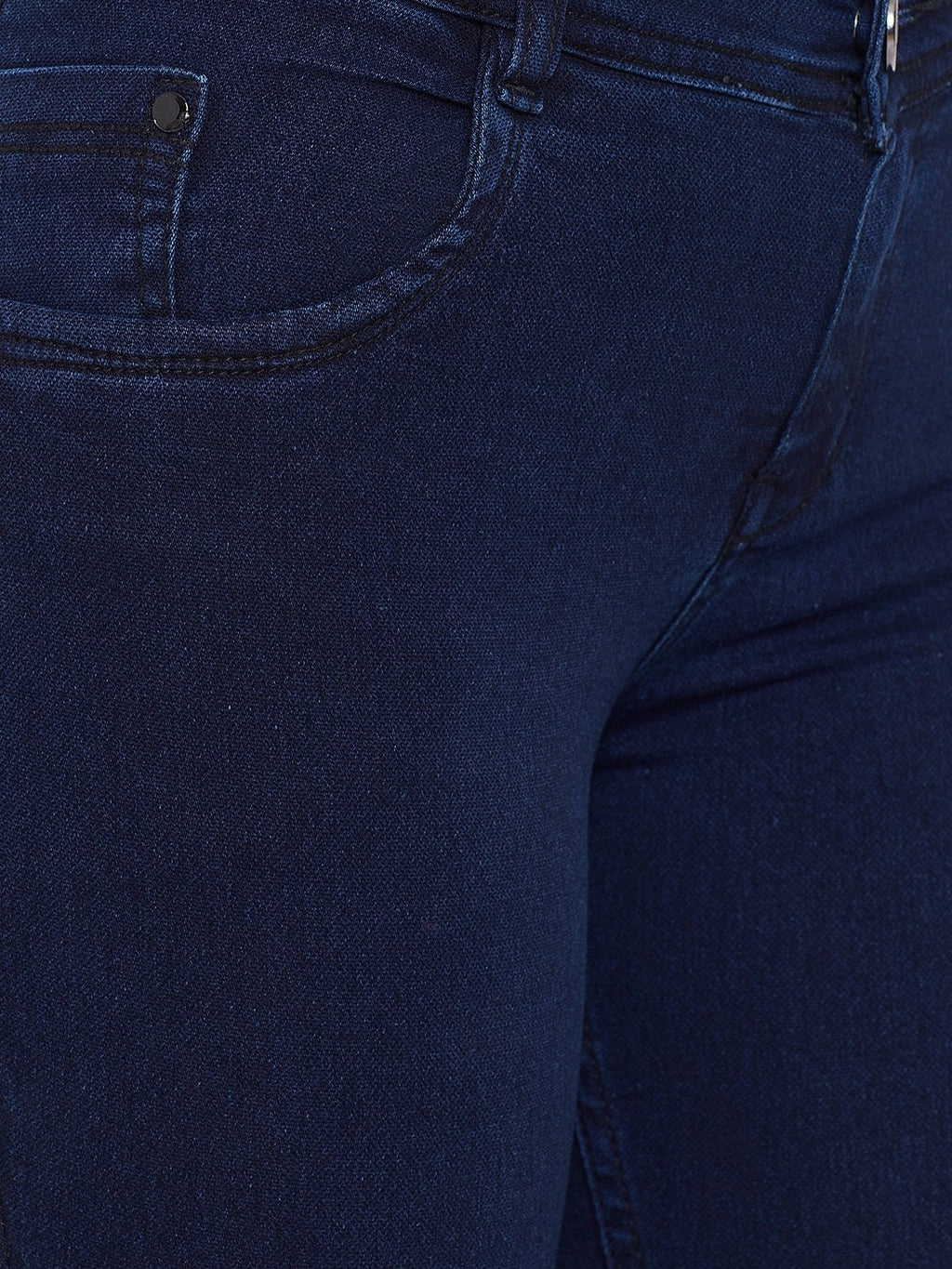 Slim Fit Stretchable Blue Capris - NiftyJeans