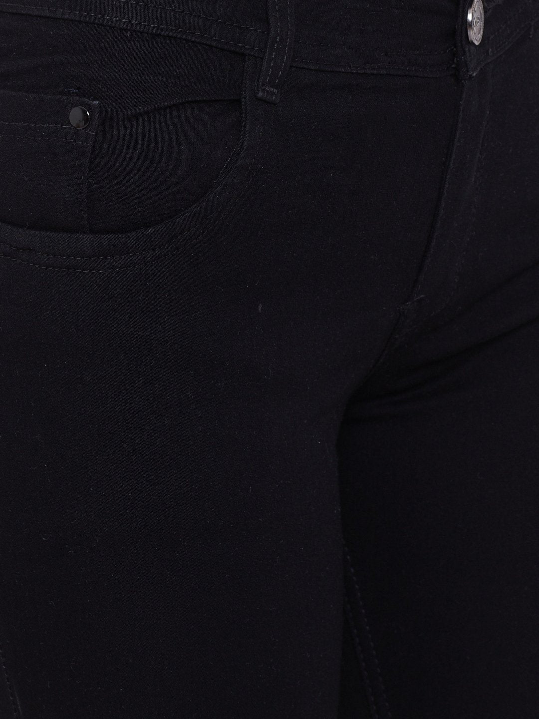 Slim Fit Stretchable Black Capris - NiftyJeans