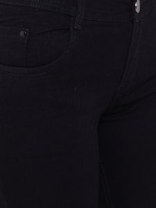 Slim Fit Stretchable Black Capris - NiftyJeans