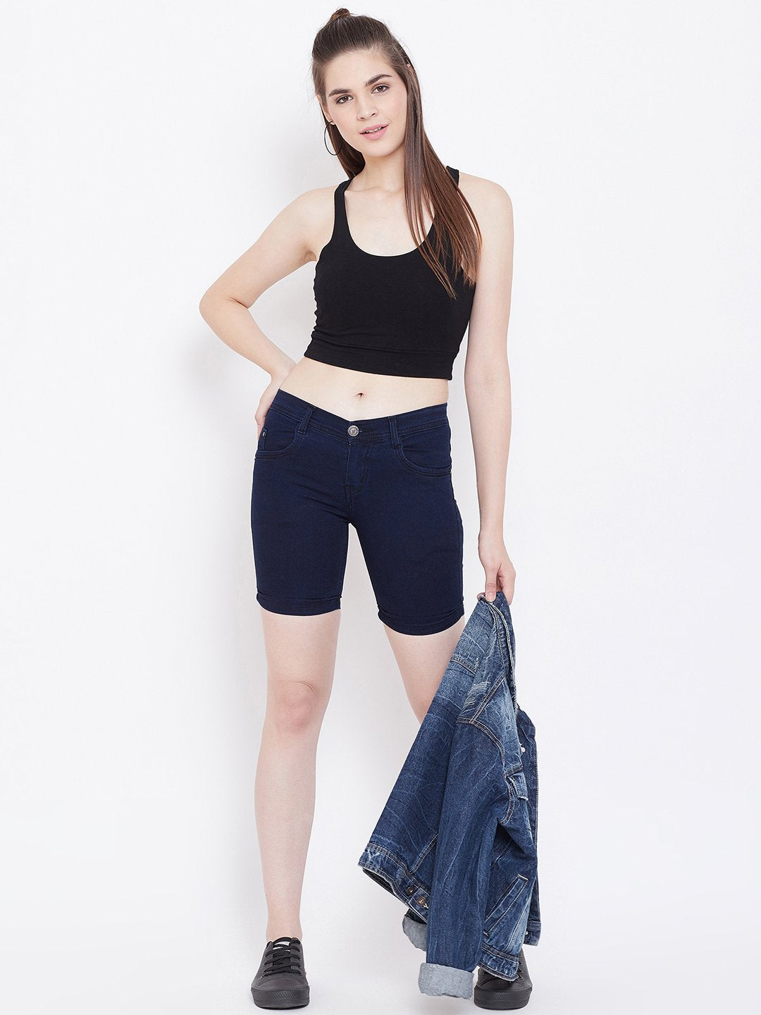 Slim Fit Stretchable Blue Shorts - NiftyJeans