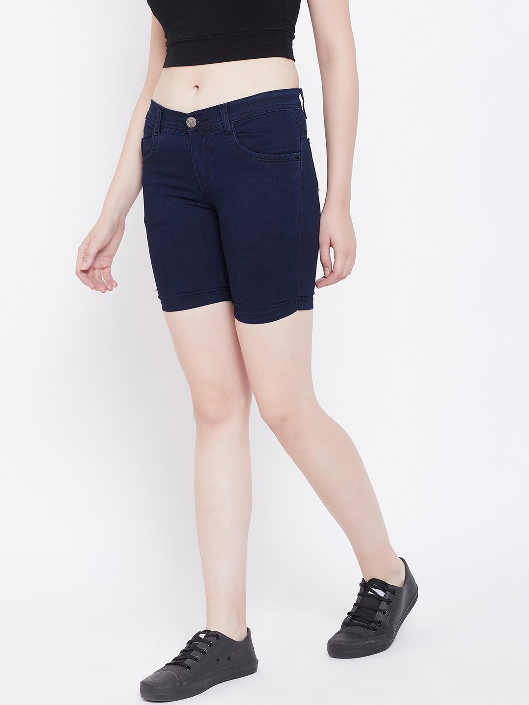 Slim Fit Stretchable Blue Shorts - NiftyJeans