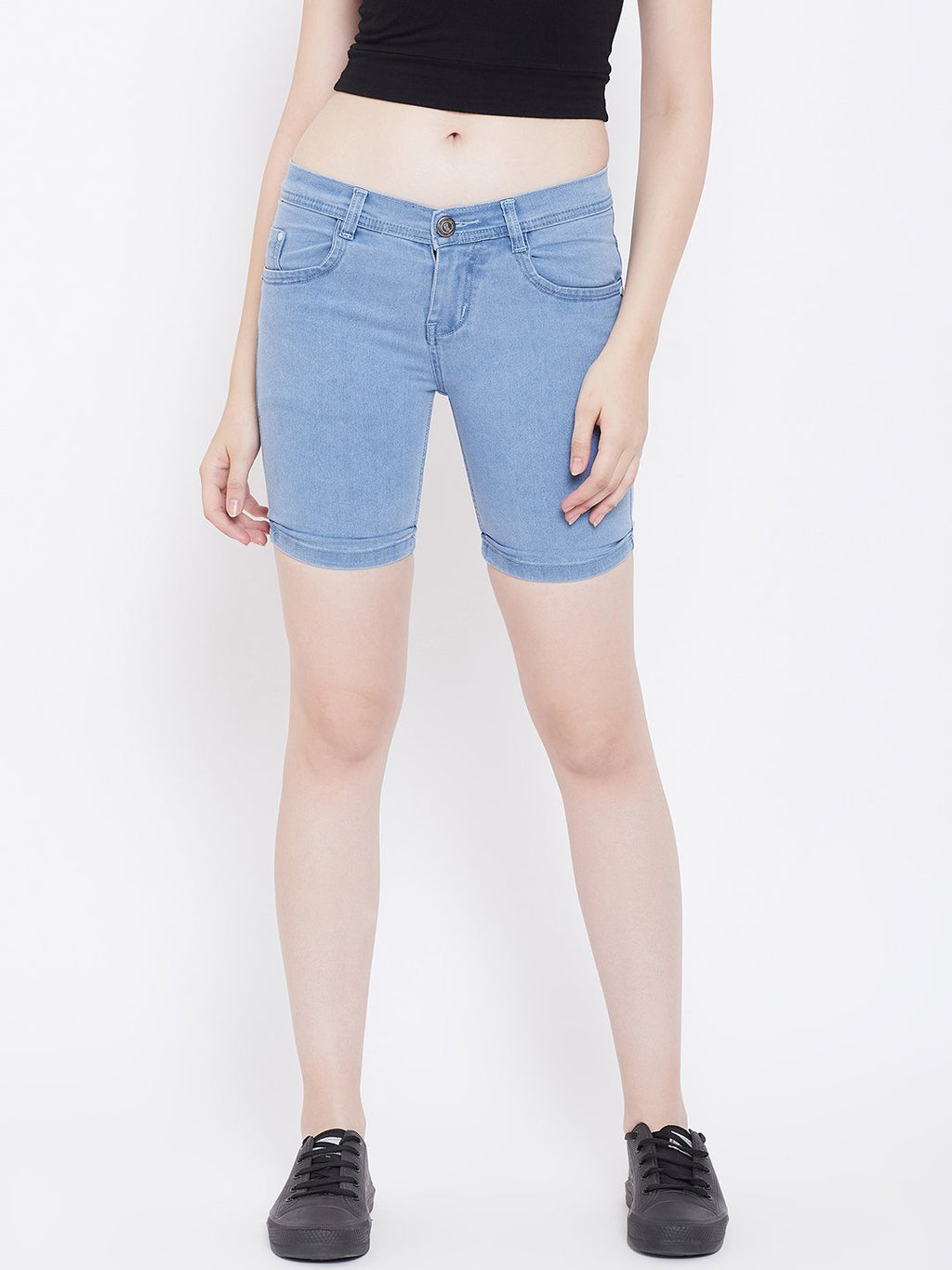 Slim Fit Stretchable Sky Blue Shorts - NiftyJeans