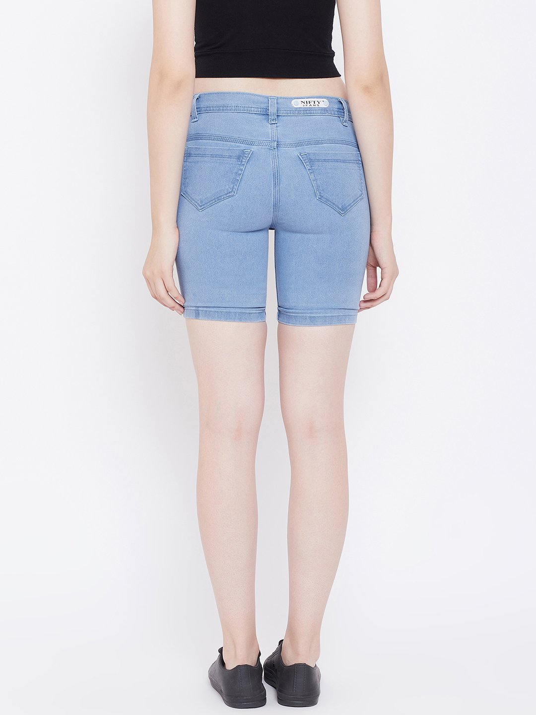 Slim Fit Stretchable Sky Blue Shorts - NiftyJeans